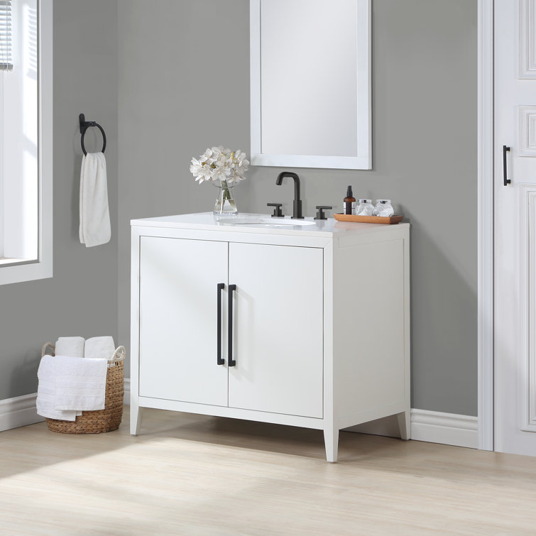 Wade Logan® Alsup 36'' Freestanding Single Bathroom Vanity with Quartz Vanity Top & Reviews